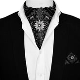 OBSIDIAN SILK ASCOT AND POCKET SQUARE SET – PREMIUM COLLECTION