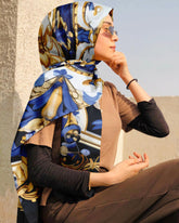 BLUE VINTAGE SILK WOMEN HIJAB – PREMIUM COLLECTION