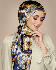 BLUE VINTAGE SILK WOMEN HIJAB – PREMIUM COLLECTION