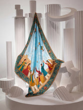 Lahore Basant Mela Illustrated Scarf – Family Kite Festival Art Scarf