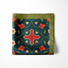 FLOWERS AND LEAVES SILK POCKET SQUARE