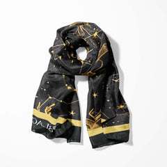 DEER SUN SILK SCARF WITH LAPEL PIN AND POCKET SQUARE