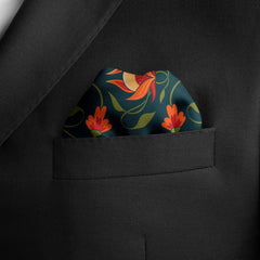 FLOWERS AND LEAVES SILK POCKET SQUARE