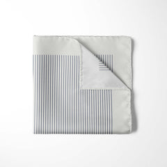 WHITE STRIPE SILK POCKET SQUARE