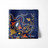 BLUE ETHNIC SILK POCKET SQUARE