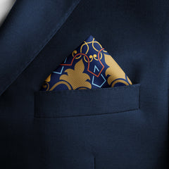 BLUE ETHNIC SILK POCKET SQUARE