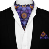 BLUE EXOTIC SILK ASCOT AND POCKET SQUARE SET – PREMIUM COLLECTION