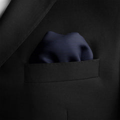 NAVY STRIPE SILK POCKET SQUARE