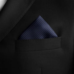 NAVY STRIPE SILK POCKET SQUARE