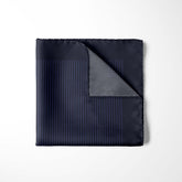 NAVY STRIPE SILK POCKET SQUARE