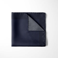 NAVY STRIPE SILK POCKET SQUARE