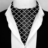 SILVER GEOMETRIC SILK ASCOT – PREMIUM COLLECTION
