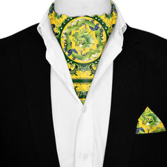 CHINESE DRAGON SILK ASCOT AND POCKET SQUARE SET – PREMIUM COLLECTION