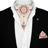 BEAUTIFUL STAR GEOMETRIC SILK ASCOT WITH LAPEL PIN AND POCKET SQUARE