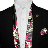 BEEH BECVAR SILK SCARF WITH LAPEL PIN AND POCKET SQUARE