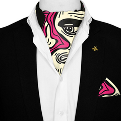 BEEH BECVAR SILK ASCOT WITH LAPEL PIN AND POCKET SQUARE