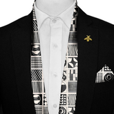 BREON O'CASEY SILK SCARF WITH LAPEL PIN AND POCKET SQUARE