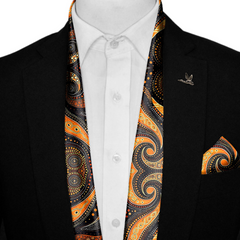 ABORIGINAL SILK SCARF WITH LAPEL PIN AND POCKET SQUARE