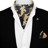 GENERATIVE SILK ASCOT WITH LAPEL PIN AND POCKET SQUARE