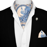 LUXURY CHINOIAERIE SILK ASCOT WITH LAPEL PIN AND POCKET SQUARE
