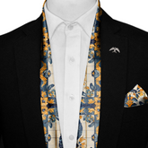 ALELUIA SILK SCARF WITH LAPEL PIN AND POCKET SQUARE