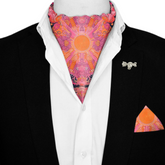 OLIVER MICHAEL SILK ASCOT WITH LAPEL PIN AND POCKET SQUARE