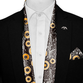 AUSTRALIAN ABORIGINAL SILK SCARF WITH LAPEL PIN AND POCKET SQUARE