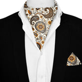 A DITSY PAISLEY SILK ASCOT AND POCKET SQUARE SET – PREMIUM COLLECTION