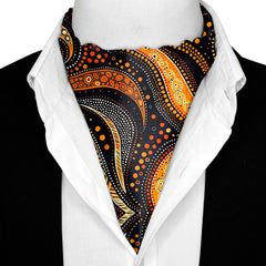 ABORIGINAL SILK ASCOT WITH LAPEL PIN AND POCKET SQUARE