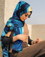 Printed Silk Hijab | Ladies Head Scarf | Black Wolf