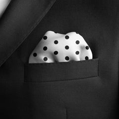 SNOW WHITE POLKA DOTS SILK POCKET SQUARE