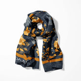 GOLD HUMMING BIRDS SILK SCARF WITH LAPEL PIN AND POCKET SQUARE