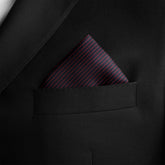 NAVY AND BURGUNDY STRIPE SILK POCKET SQUARE