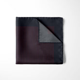 NAVY AND BURGUNDY STRIPE SILK POCKET SQUARE