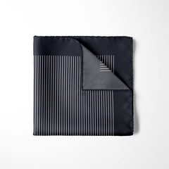 NAVY AND WHITE STRIPE SILK POCKET SQUARE