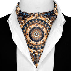 ETHNIC TRIBAL ROUND SILK ASCOT AND POCKET SQUARE SET – PREMIUM COLLECTION