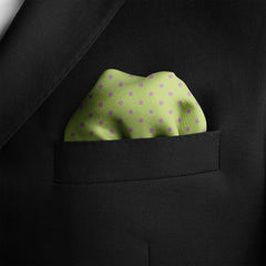MELON GREEN AND LILAC SPOT SILK POCKET SQUARE