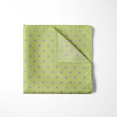 MELON GREEN AND LILAC SPOT SILK POCKET SQUARE
