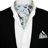 DANCING CRENIES SILK ASCOT AND POCKET SQUARE SET – PREMIUM COLLECTION