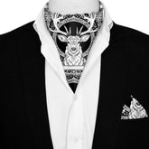 DEER HEAD SILK ASCOT AND POCKET SQUARE SET – PREMIUM COLLECTION