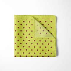 CHARTREUSE AND MAUVE SPOT SILK POCKET SQUARE