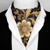 WIILIAM MORRIS GOLD AND BLACK SILK ASCOT – PREMIUM COLLECTION