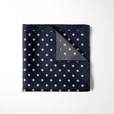 NAVY AND WHITE SPOT SILK POCKET SQUARE