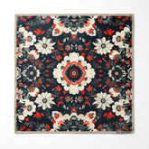 VINTAGE MANDALA SILK SCARF WITH LAPEL PIN AND POCKET SQUARE