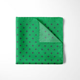 GREEN AND NAVY SPOT SILK POCKET SQUARE