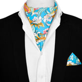 ELEGANCE COLORFUL FLORAL SILK ASCOT AND POCKET SQUARE SET – PREMIUM COLLECTION
