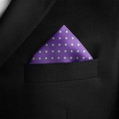 PURPLE AND MINT SPOT SILK POCKET SQUARE