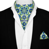 ELEGANT ABSTRACT FLORAL SILK ASCOT AND POCKET SQUARE SET – PREMIUM COLLECTION