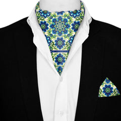 ELEGANT ABSTRACT FLORAL SILK ASCOT AND POCKET SQUARE SET – PREMIUM COLLECTION