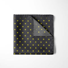 GREY AND LIME SPOT SILK POCKET SQUARE